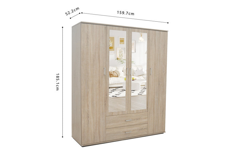 ARMOIRE 'MARC' 4 portes avec 2 miroirs