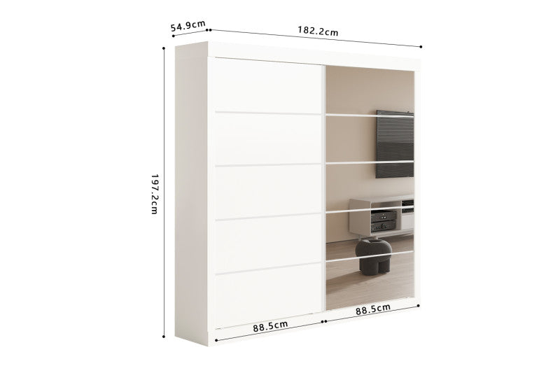 Armoire 'MIKE' 2 Portes coulissante + miroir