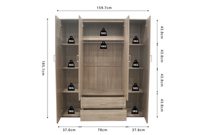 ARMOIRE 'MARC' 4 portes avec 2 miroirs