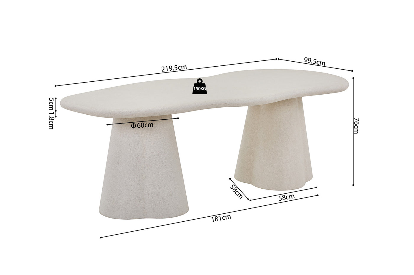 TABLE 'FARO' ORGANIQUE CIMENT