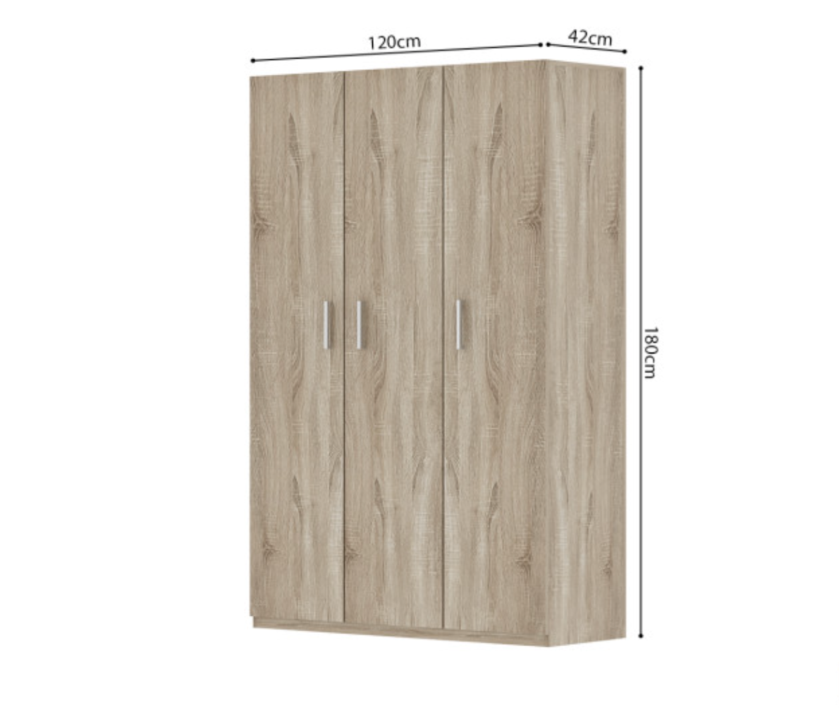 Armoire de Rangement 'Mike' 3 portes 120cm