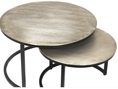 TABLE BASSE 'AMIRA' SET DE 2 ARGENT VIEILLI