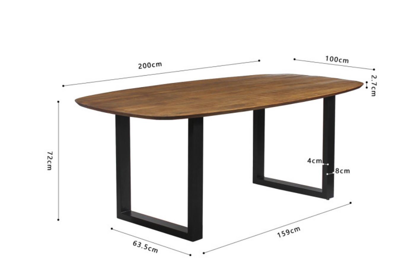 TABLE 'ISABELLA' 200 CM OVALE