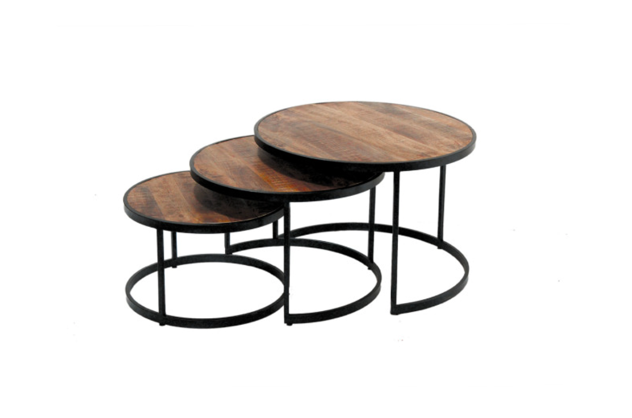 Table basse 'Lennox' set de 3 Bois de Manguier