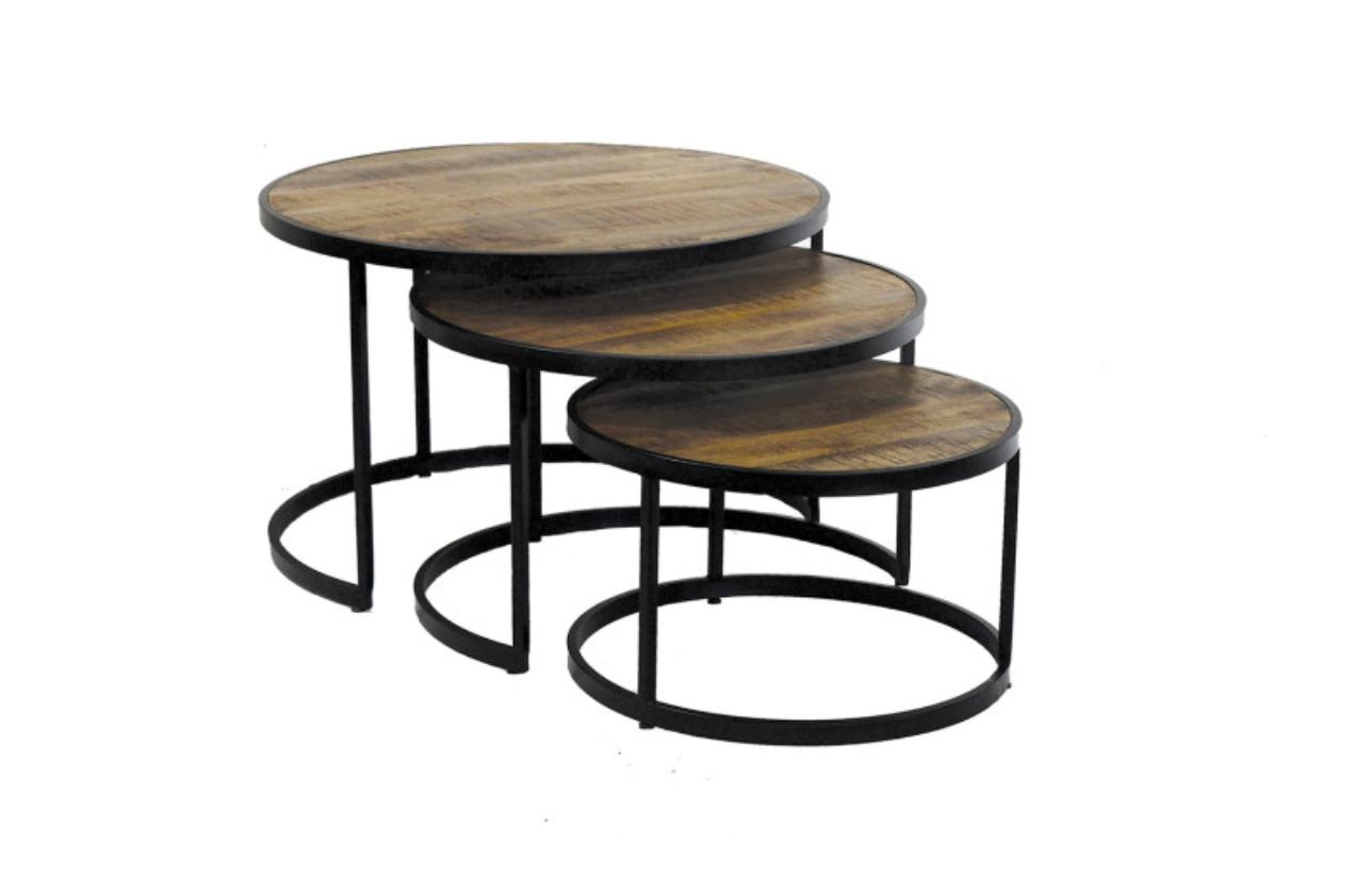 Table basse 'Lennox' set de 3 Bois de Manguier