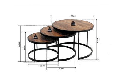 Table basse 'Lennox' set de 3 Bois de Manguier