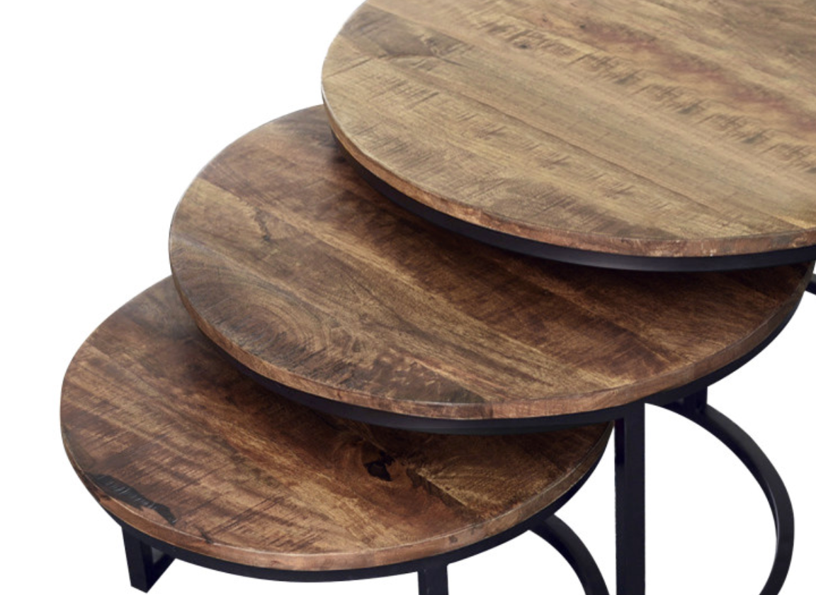 Table basse 'Arnod' set de 3 Bois de Manguier