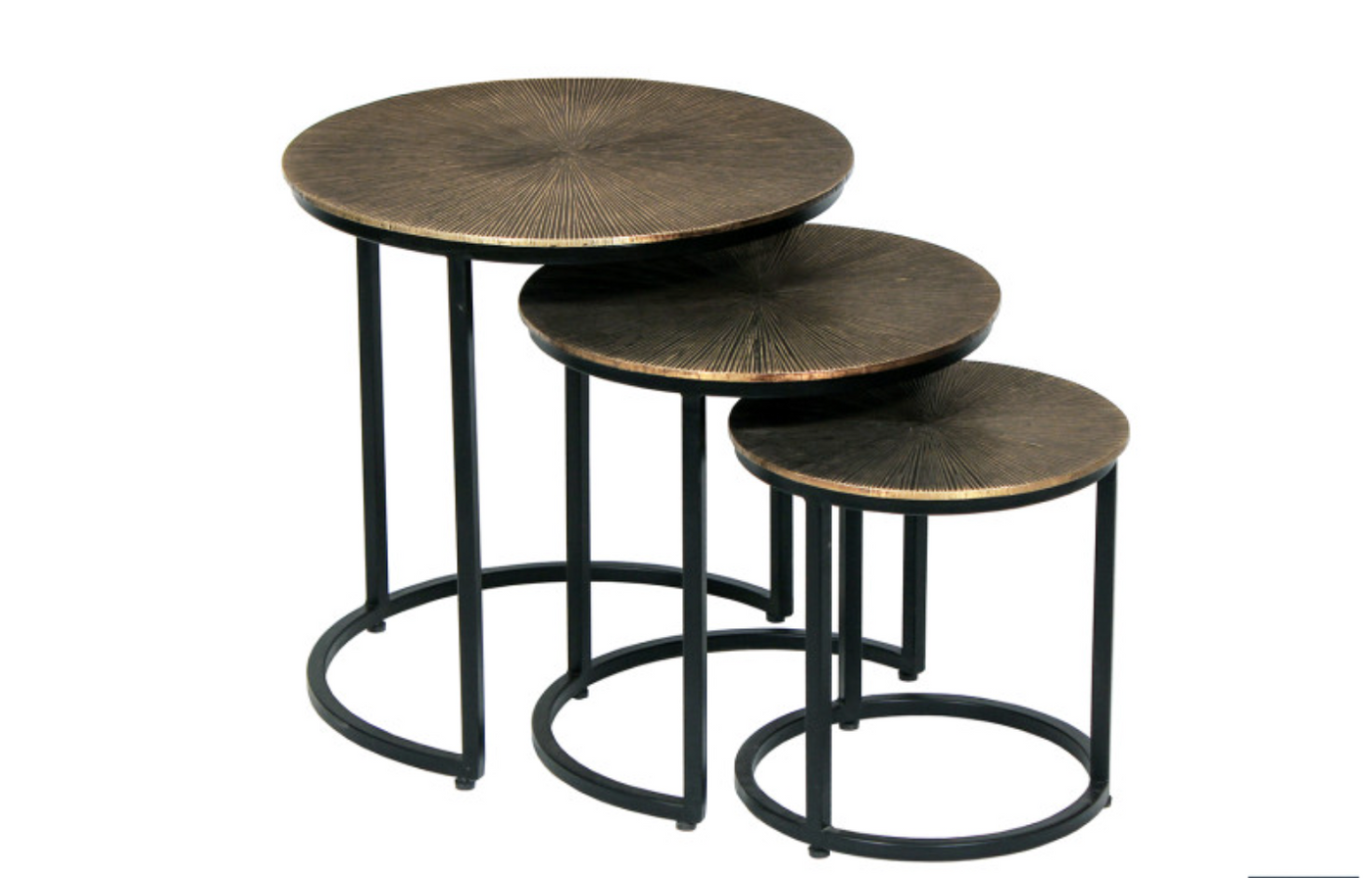 Table basse 'ALICIA' SET DE 3 SOLEIL OR