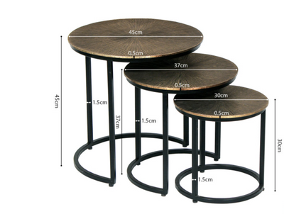 Table basse 'ALICIA' SET DE 3 SOLEIL OR