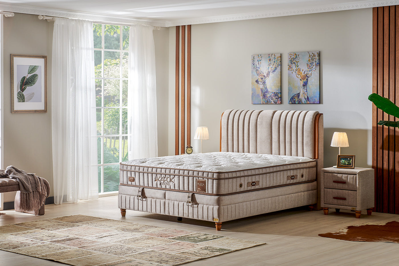 Lit Boxspring 'Kapok Naturel' + matelas